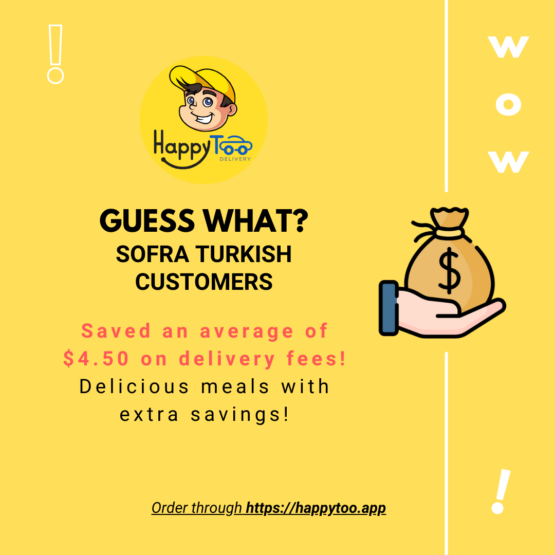 Average $4.50 Savings on Delivery Fees from Sofra Turkish Toowoomba